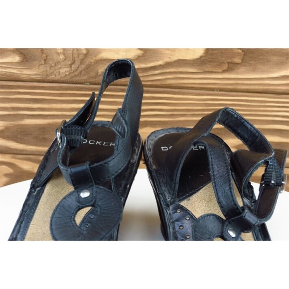 DOCKERS Sz 9 M Black Gladiator Leather Women Sandals - Picture 3 of 7